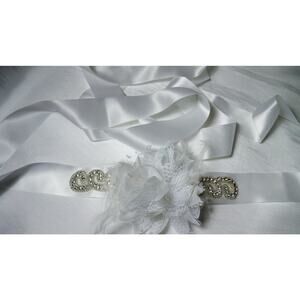 Rhinestone Feather Flower Bridal Belt Wedding Prom Party Formal Belt Sash